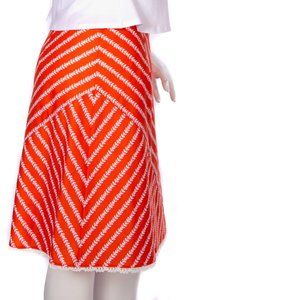 Bias Cut A-Line Skirt - Orange and White stripes